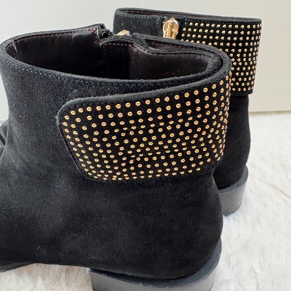 Capezzani Black Suede Ankle Booties With Gold Studding Size 37 - Picture 4 of 12